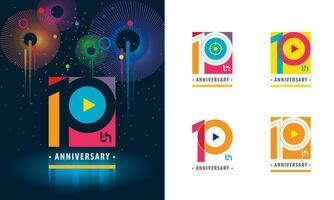 reeks van 10e verjaardag logotype ontwerp, tien jaren vieren verjaardag teken vector