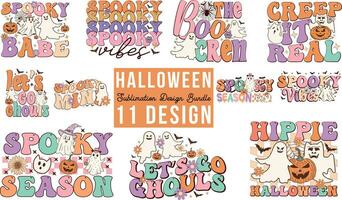 retro halloween sublimatie ontwerp bundel vector