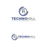 brief th technologie bedrijf logo ontwerp sjabloon vector