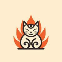 schattig kat zittend Aan de brand. vector illustratie in vlak stijl