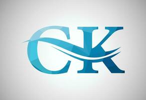 laag poly en alfabet eerste ck brief logo ontwerp, vector ontwerp sjabloon