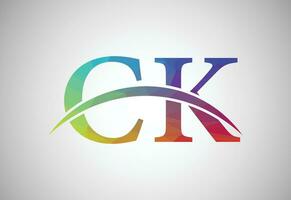 laag poly en alfabet eerste ck brief logo ontwerp, vector ontwerp sjabloon