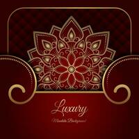 rood luxe achtergrond, met goud mandala ornament3 vector