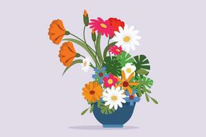 veelkleurig bloeiend bloemen concept. gekleurde vlak vector illustratie geïsoleerd.