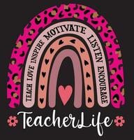 vrede liefde onderwijzen t-shirt , leraar leven t-shirt, onderwijzen liefde inspireren vector