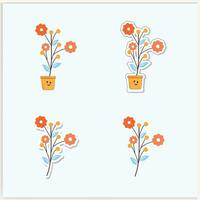 schattig bloem tekenfilm illustratie sticker vector hd