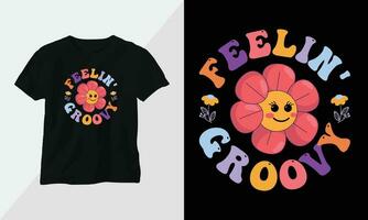 golvend retro groovy t-shirt ontwerp. citaten met voel me groovy ontwerp vector grafisch ontwerp t-shirt, mag, sticker, muur mat, enz. ontwerp vector grafisch sjabloon