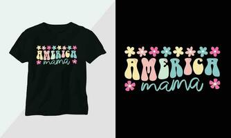 golvend retro groovy t-shirt ontwerp. citaten met Amerika mama ontwerp vector grafisch ontwerp t-shirt, mag, sticker, muur mat, enz. ontwerp vector grafisch sjabloon