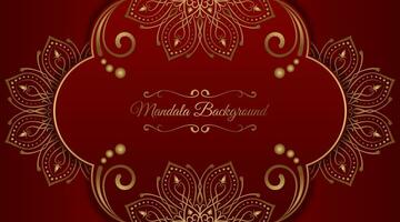 luxe mandala achtergrond, rood en goud, ontwerp vector