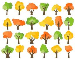 reeks van twintig vier groente, geel en rood bomen. vector illustratie