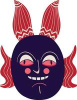 griezelig magisch Aziatisch tribal masker. een beschermend amulet tegen onheil geesten en onheil geesten vector