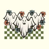 reeks van retro halloween geest illustratie. schattig halloween geest vector