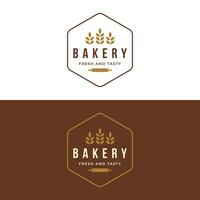 heerlijk en smakelijk biologisch vers gebakken bakkerij winkel logo ontwerp retro vintage.logo voor bakkerij winkel, etiket of insigne, bedrijf. vector