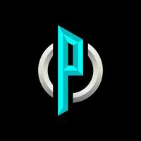 initiële p gaming esport logo ontwerp moderne sjabloon vector