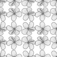 hand- getrokken hibicus bloem naadloos patroon vector