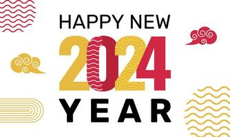 gelukkig nieuw 2024 jaar viering kaart, grafisch ansichtkaart met kleurrijk getallen en tekst. vector illustratie, groet, uitnodiging, web spandoek.