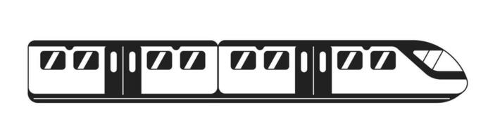 modern hoog snelheid trein monochroom vlak vector voorwerp. spoorweg wagen. metro trein. het spoor vervoer. bewerkbare zwart en wit dun lijn icoon. gemakkelijk tekenfilm klem kunst plek illustratie voor web ontwerp