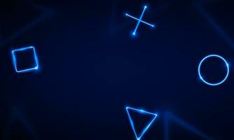abstract spel licht uit technologie en met neon driehoeken. hi-tech communicatie concept innovatie achtergrond, vector ontwerp
