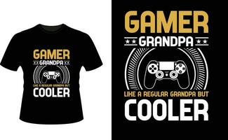 gamer opa Leuk vinden een regelmatig opa maar koeler of opa t-shirt ontwerp of opa dag t overhemd ontwerp vector