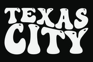 Texas stad grappig groovy golvend t-shirt ontwerp vector