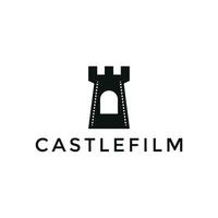 film kasteel film strip logo ontwerp vector
