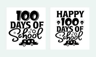100 dagen van terug naar school- hand- getrokken wijnoogst typografie t shirt, citaat afdrukken, muur kunst decoratie vector ontwerp