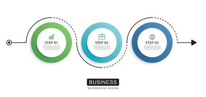 infographics cirkel tijdlijn met 3 aantal gegevens sjabloon. vector illustratie abstract achtergrond.