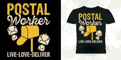 grappig postbode mail retro wijnoogst post- arbeider t-shirt ontwerp vector