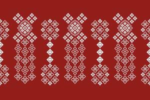 etnisch meetkundig kleding stof patroon kruis steek.ikat borduurwerk etnisch oosters pixel patroon rood achtergrond. abstract,vector,illustratie. textuur,kleding,lijst,decoratie,motieven,zijde behang. vector