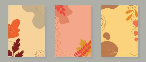 kleurrijk herfst achtergronden in wijnoogst stijl. herfst banners verzameling. vector