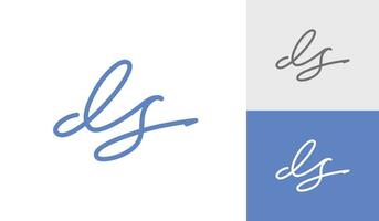 handgeschreven of handtekening brief ds monogram logo ontwerp vector