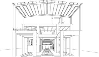 3d illustratie van industrieel gebouw vector