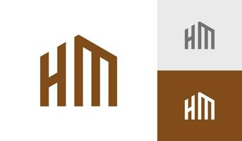 brief hm met huis vorm logo ontwerp vector