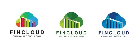 financieel wolk onderhoud logo ontwerp sjabloon. de concept combinatie wolk en tabel bar. drie kleur geselecteerd. vector