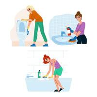 huis schoonmaak badkamer vector
