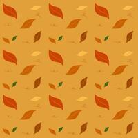 naadloos patroon van droog gedaald blad in herfst in oranje achtergrond vector
