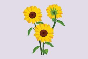 zonnebloem en bloemen kader concept. gekleurde vlak vector illustratie geïsoleerd.
