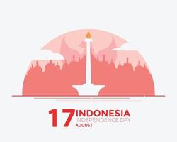 indonesië onafhankelijkheidsdag plat monas borobudur landschap vector