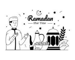 ramadan iftar en eten vector