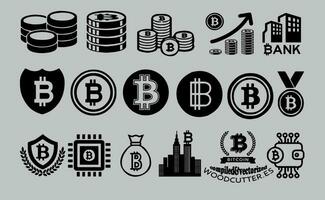 cryptogeld reeks van web pictogrammen in lijn stijl. crypto technologie en blockchain pictogrammen vector