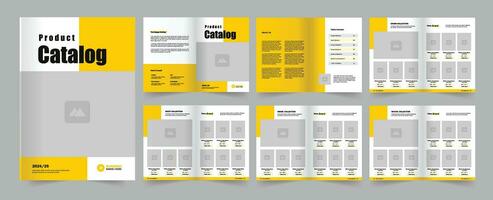 Product catalogus ontwerp of 12 Pagina's geel catalogus ontwerp. vector