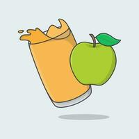 groen appel sap tekenfilm vector illustratie. appel sap vlak icoon schets