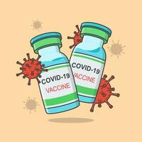 covid-19 coronavirus vaccin tekenfilm vector illustratie. vaccinatie concept vlak icoon schets