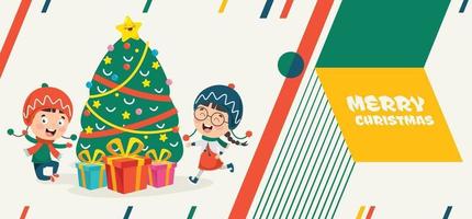 kerst wenskaart ontwerp met stripfiguren vector