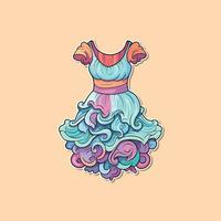 jurk sticker. kawaii vector illustratie