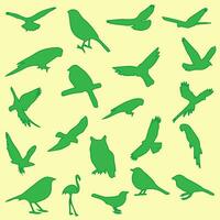 mooi vogelstand zittend en vliegend in verschillend posities. wild zwaluwen vogel vliegen, silhouetten Aan een wit achtergrond. zwaluwen vol lichaam silhouet verzameling. wild zwaluwen vogel silhouet bundel. vector