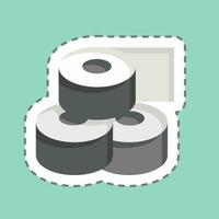 sticker lijn besnoeiing toilet papier. verwant naar badkamer symbool. gemakkelijk ontwerp bewerkbaar. gemakkelijk illustratie vector