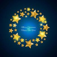 gelukkig nieuwjaar en kerstachtergrond met gouden sterren. vector illustratie