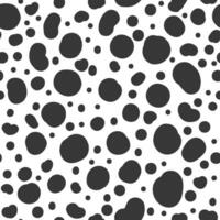dalmatiër naadloos patroon. afdrukken met dots en vlekken. dier huid structuur vector achtergrond. koe hond en luipaard tekening vacht. gemakkelijk abstract vlekken Aan wit backdrop