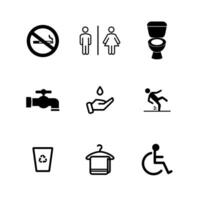 gehandicapt mensen pictogrammen set. toilet, wastafel, toilet teken. vector illustratie